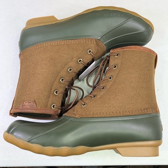 SPERRY Saltwater Wool Brown Olive Duck Boots - Picture 4 of 12